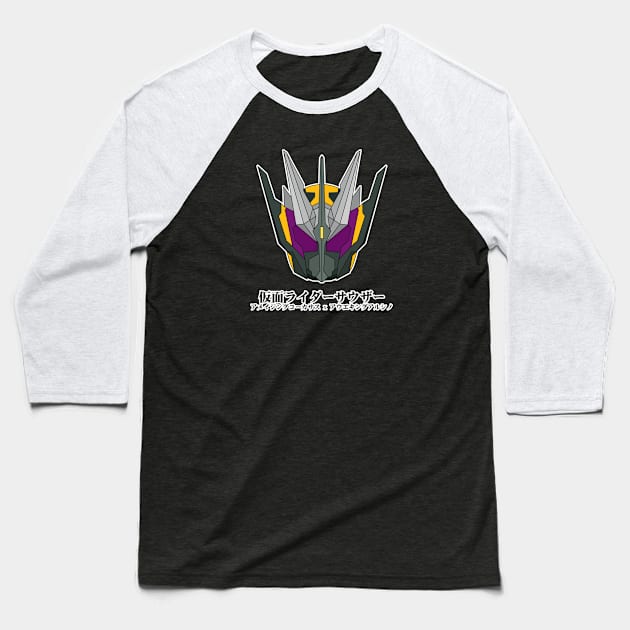 Kamen Rider Thouser Purple Eyes Baseball T-Shirt by afdryan